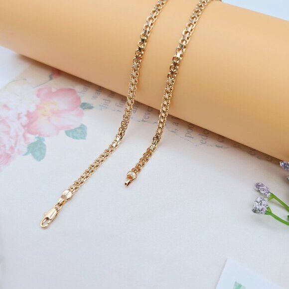Elegant Rose Gold Plated Link Chain Necklace – 50cm Length, XPNL0065 - Picture 10 of 12
